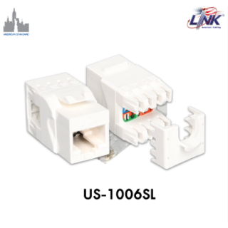 CAT 6 RJ45 Modular JACK, Slim, สีขาว ตัวเมีย CAT6 รุ่นสลิม มีฝาครอบ รุ่น US-1006SL