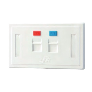 FACE PLATE 2 PORT With Shutter & Label ID (White) หน้ากากมี SHUTTER และป้ายชื่อ รุ่น US-2122A